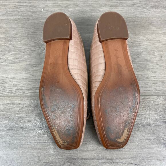 Sam Edelman Taupe Pink Croc Embossed Leather Square Toe Jillie Flats Sz.7.5 - Picture 12 of 15